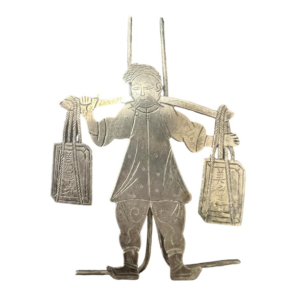 Vintage Chinese, 20th century. Eight figural easel back place card holders - Picture 9 of 12